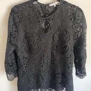 Ro & De Black Lace Blouse Goth Corporate Goth‎ Alternative Witchy